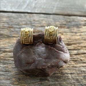 Roman numeral vintage clip on earrings